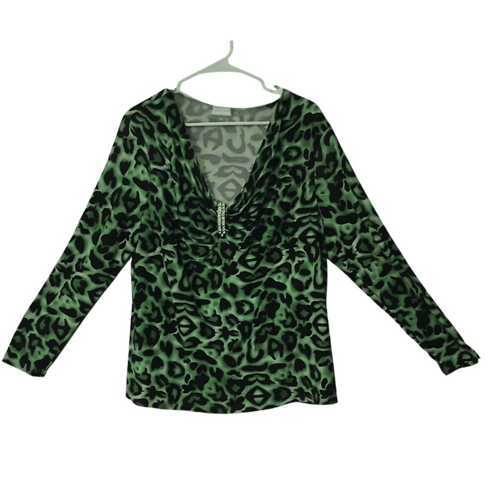 WOMENS PLUS SIZE GREEN AND BLACK ANIMAL PRINT by JON AND ANNA NEW YORK